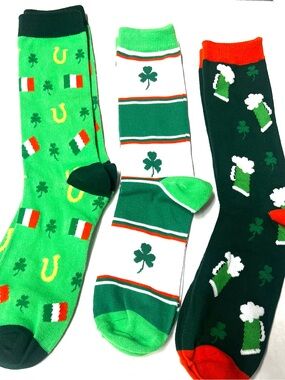 St. Patrick's Day Green Novelty Socks - Pack of 3